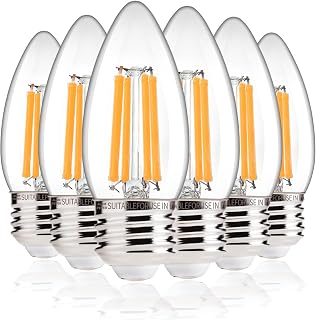 ALAMPEVER 6 Pack Chandelier Light Bulbs 100W Equivalent, 800LM E26 Edison Bulb, Dimmable LED Light Bulb, 2700K Soft White, B11 Type, 5.5W, Ideal for Living Room, Bedroom, Dining Room