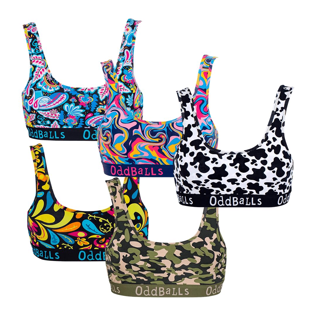 Oddballs Women's Favourites Bundle | Bralettes Multipack | 5 Pack | Underwear | Sports Bras | Everyday Low Back Bra | Seamless & Wireless | | Small