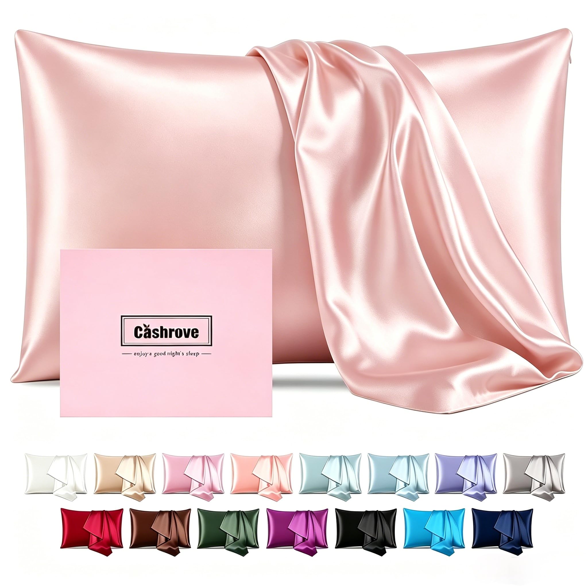 Mulberry Silk Pillowcase for Hair and Skin Soft Breathable Smooth Both Sides with Zipper Closure (Standard Size, Baby Pink)