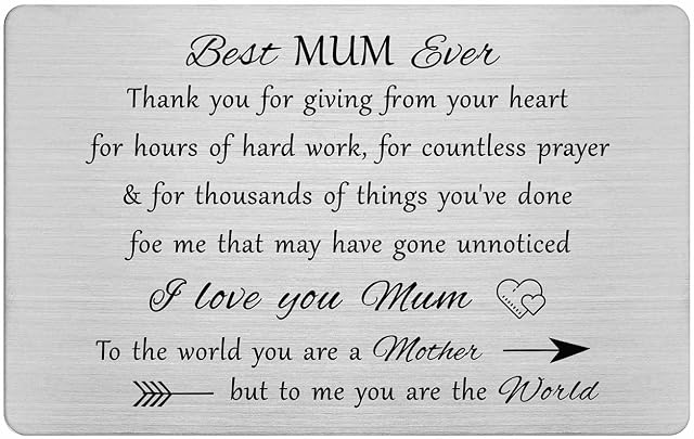 FALOGI To My Mum Wallet Card, Mum Birthday Cards from Kids, I Love You Mum, Mothers Day Cards for Mum