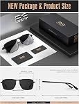 LUENX Lunettes de soleil polarisés Aviator rectangulaire pour hommes femmes carré en métal avec charnière de printemps - UV 400 Protection