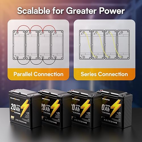 Miniatura 9 de GOLDENMATE Batería LiFePO4 de 12 V 20 Ah, impermeable IP67, batería de litio de 12 V con más de 5000 ciclos profundos, BMS integrado, celda de