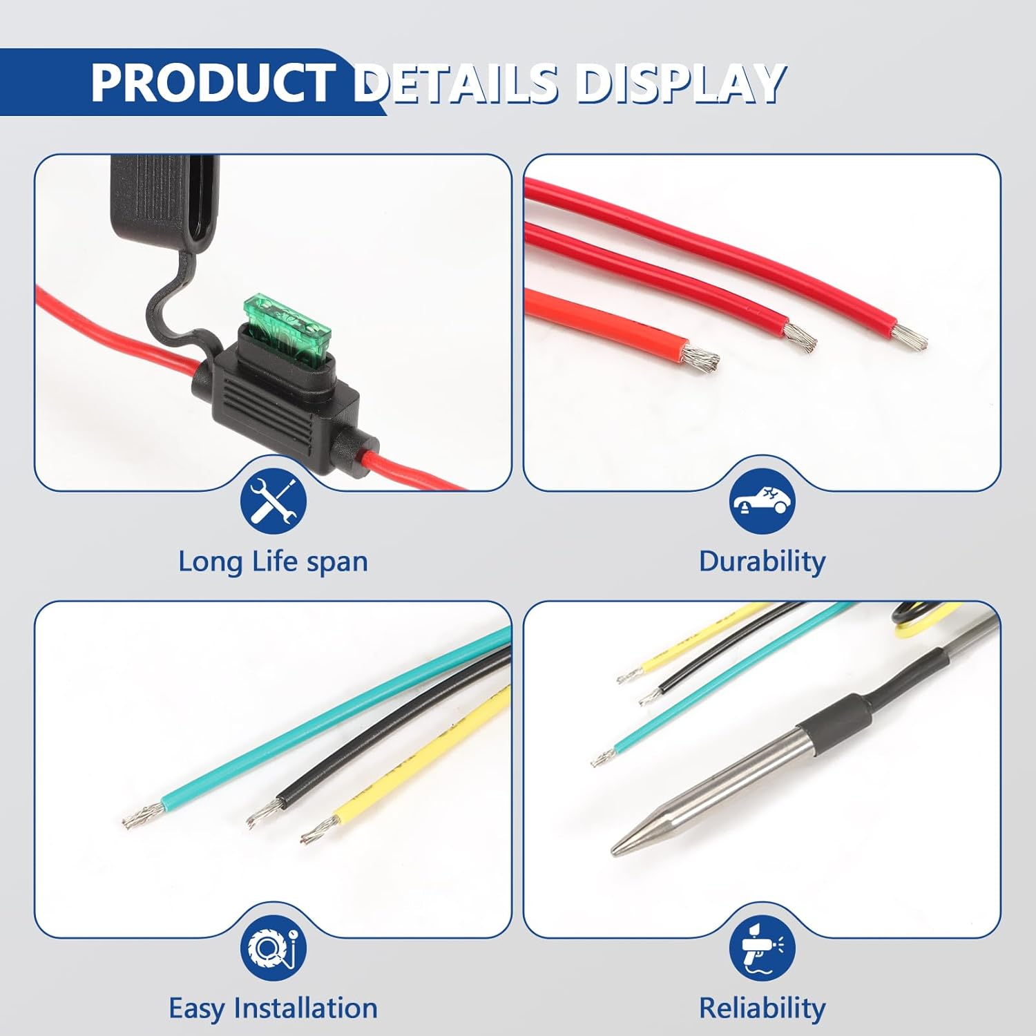 Digital Radiator Fans Controller Switch Kit with Adjustable Temperature Range Range 12V 24V Digital Electric Thermatic Dual Electric Fan Switch Kit Replace #0444