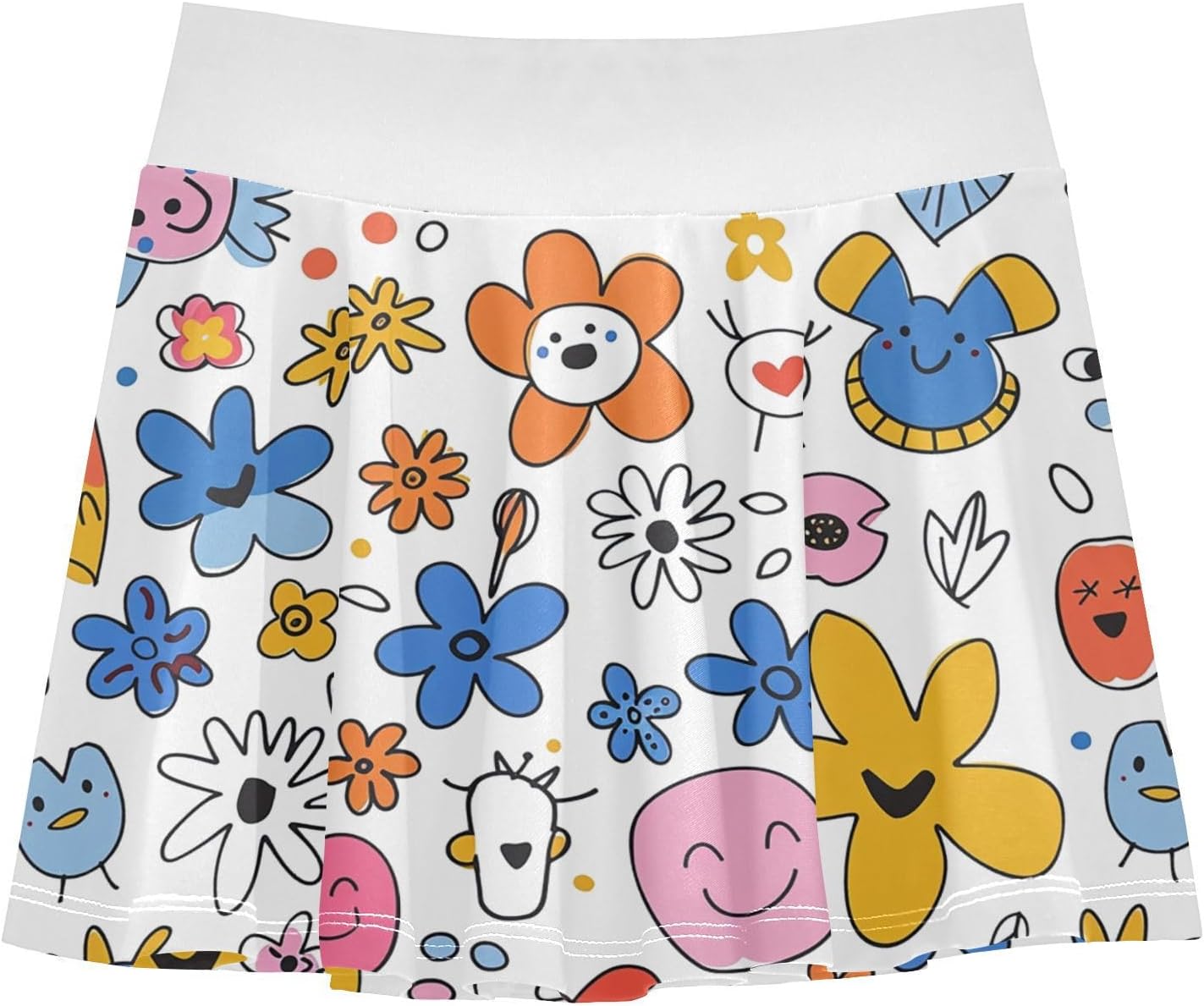 visesunny Simple Floral Pattern Design Girl's Golf Skirt Athletic Tennis Skort Sport Activewear with Double Layer Pockets