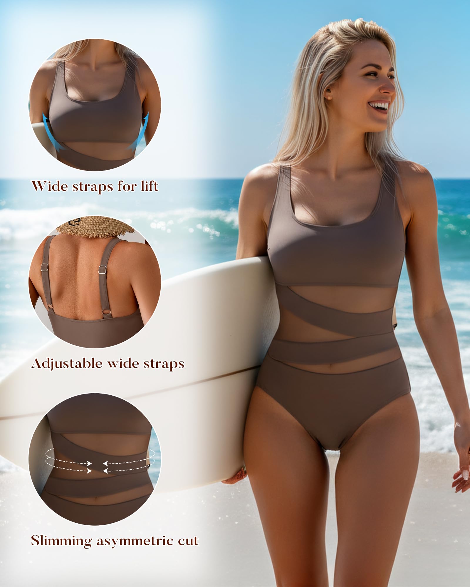 B2prity Damen Classic Women's One Piece Swimsuit Badeanzug (1er Pack)