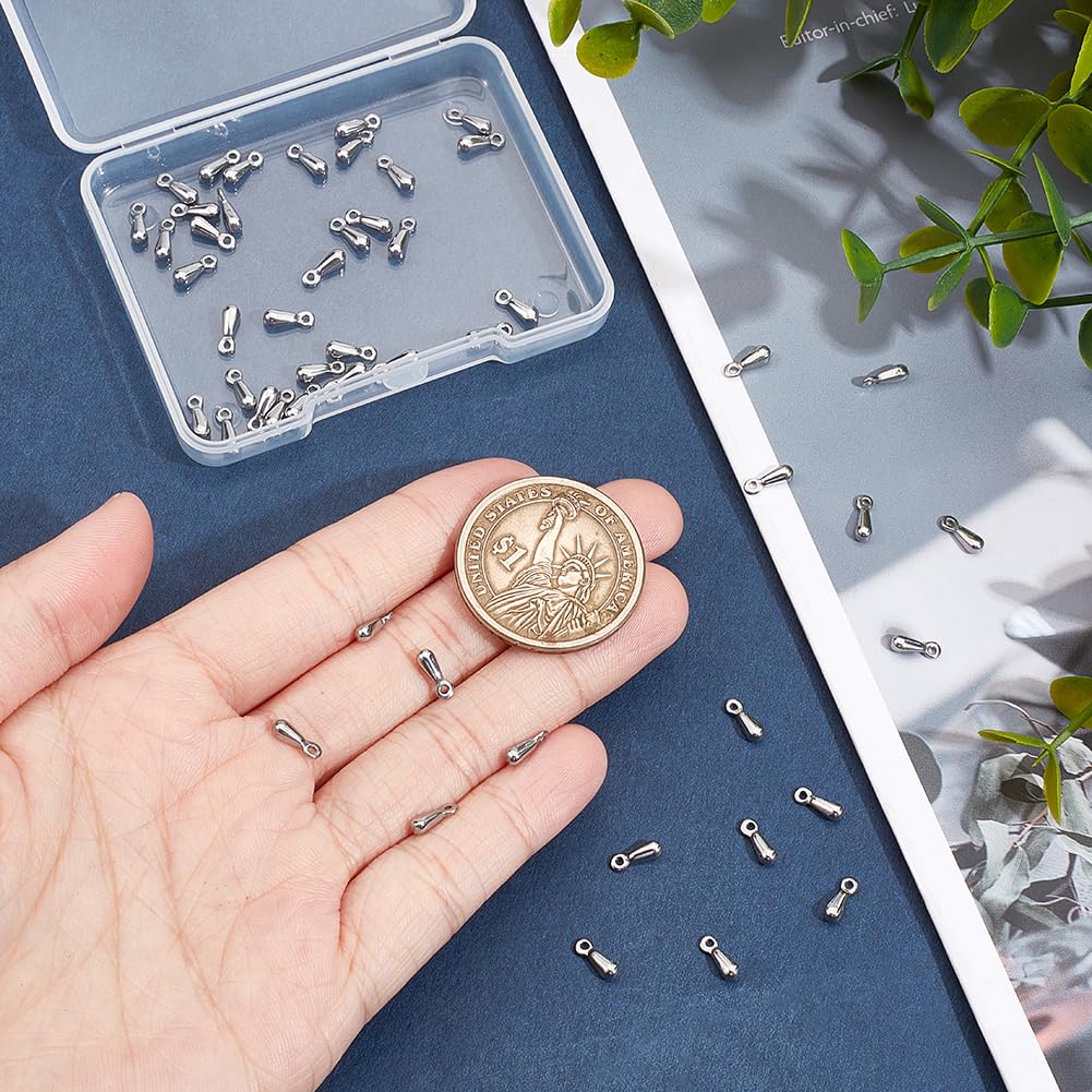 UNICRAFTALE 50pcs Teardrop Dangle End Charms - Stainless Steel Chain Terminators for DIY Jewelry Making, Metal Color - Image 4
