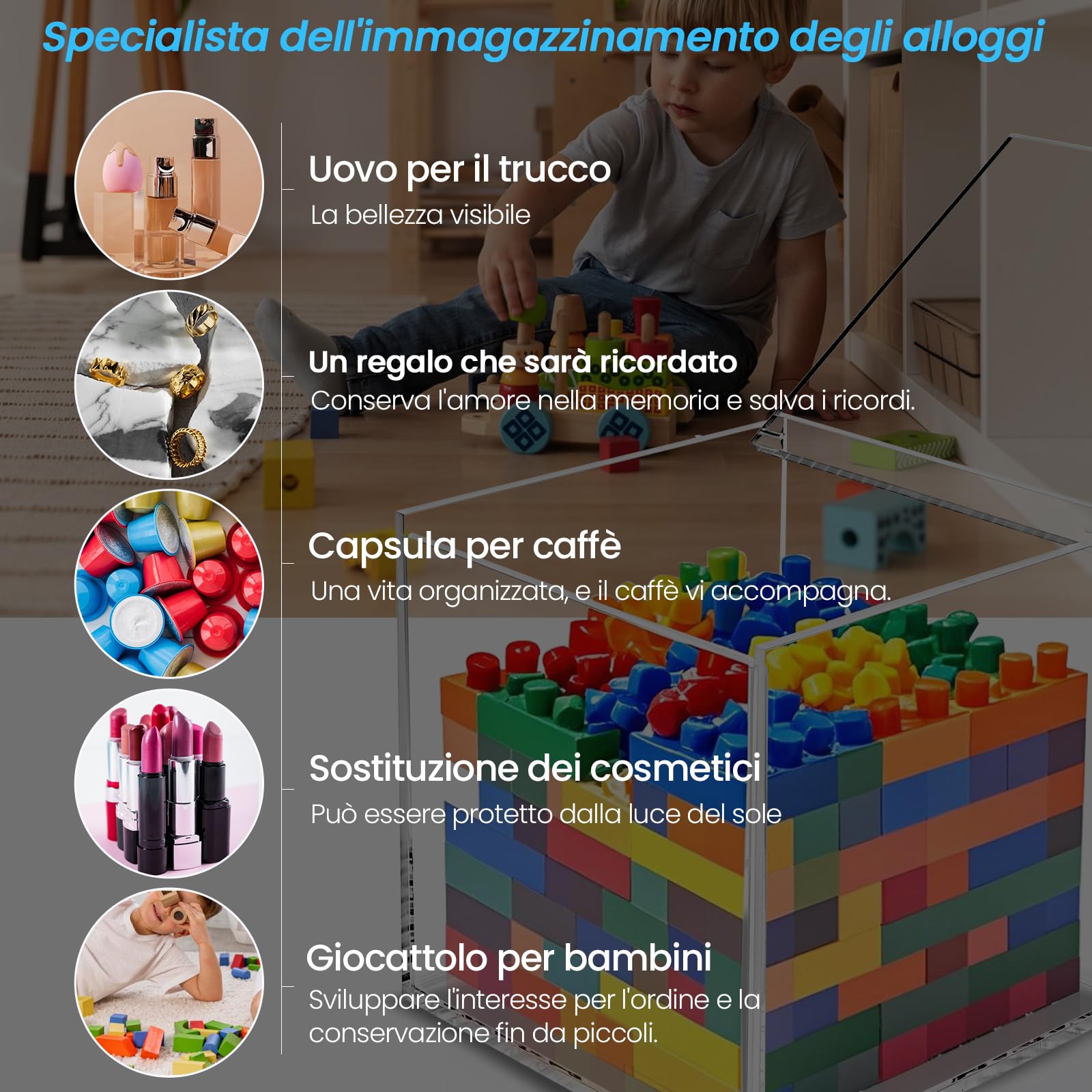 Porta Capsule Caffe Trasparente, Cubo Porta Capsule Caffè In Acrilico, Dispenser Capsule Caffe Per Capsule Nespresso O Dolcegusto, Contenitore Multifunzione, 13 x 13 x 13 cm