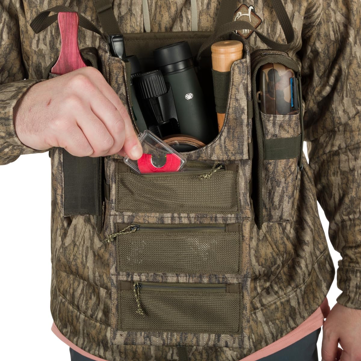 Drake Waterfowl Ol' Tom Turkey Camo Chest Pack Bino Harness (Mossy Oak Bottomland)