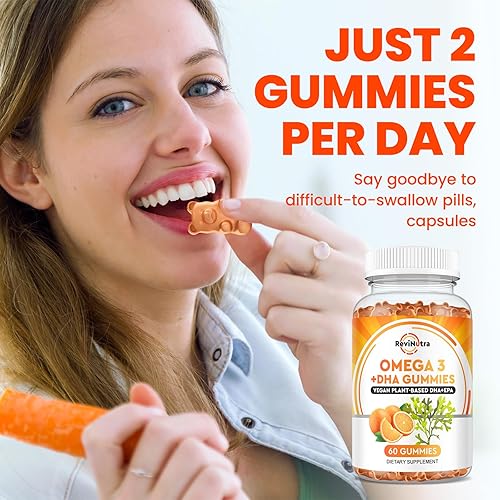 Miniatura 7 de Gomitas Omega 3, Omega 3, suplementos de aceite de pescado alternativos con EPA y DHA, CoQ10, folato, vitamina A, D3, E, apoya la función cerebral,