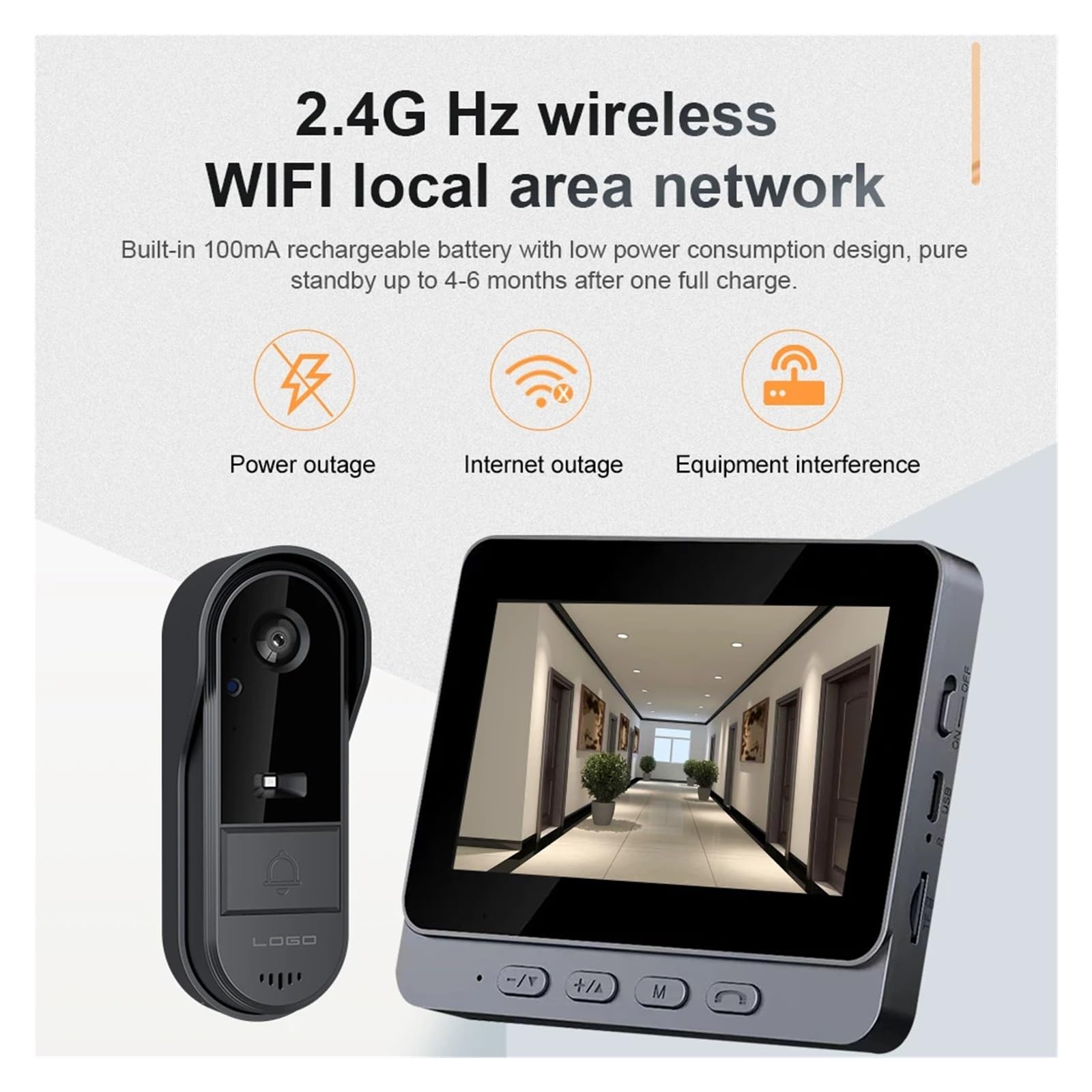 2.4G WiFi Wireless Video Doorbell IR Night Vision Video Intercom Door Bell Waterproof Video Intercom Door Camera for Home Safety