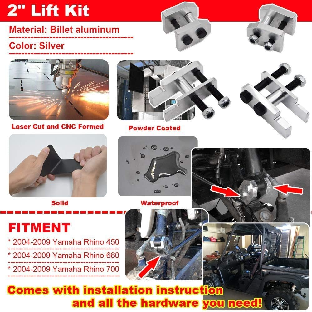 Wsays 2" Full Lift Kit Compatible with Yamaha Rhino 450 660 700 Sport & SE 2" Full Lift Kit