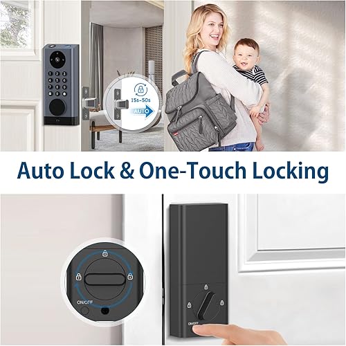 Miniatura 7 de eLinkSmart Cerradura de puerta inteligente con cerrojo de cámara con timbre de video Detección de movimiento PIR Cerradura de puerta delantera con