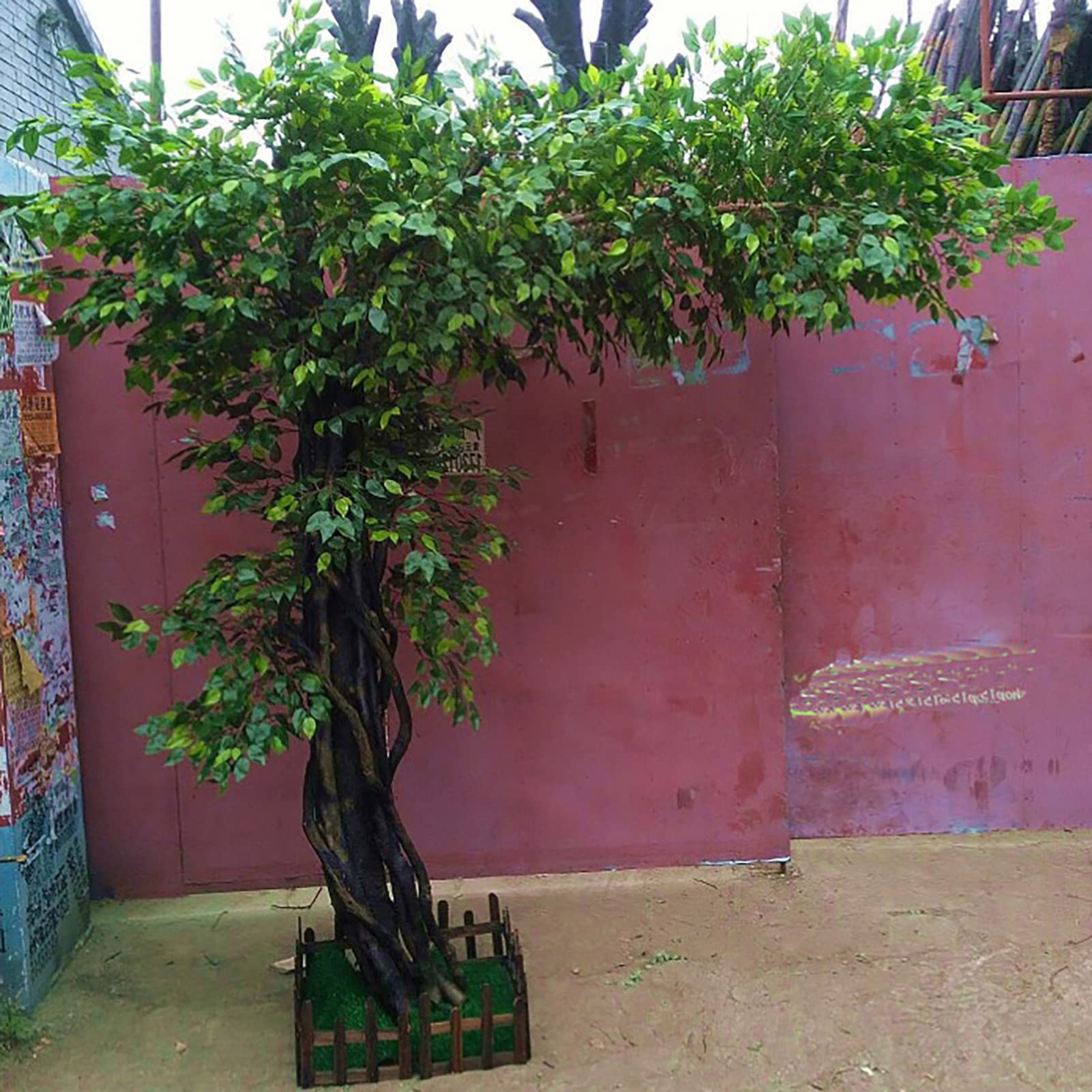 Simulation Plants Artificial Green Banyan Trees Interior Decoration Tree Hotel Interior Living Room Wedding Hotel Shopping Mall Decoration (A 3.2x1.9ft)