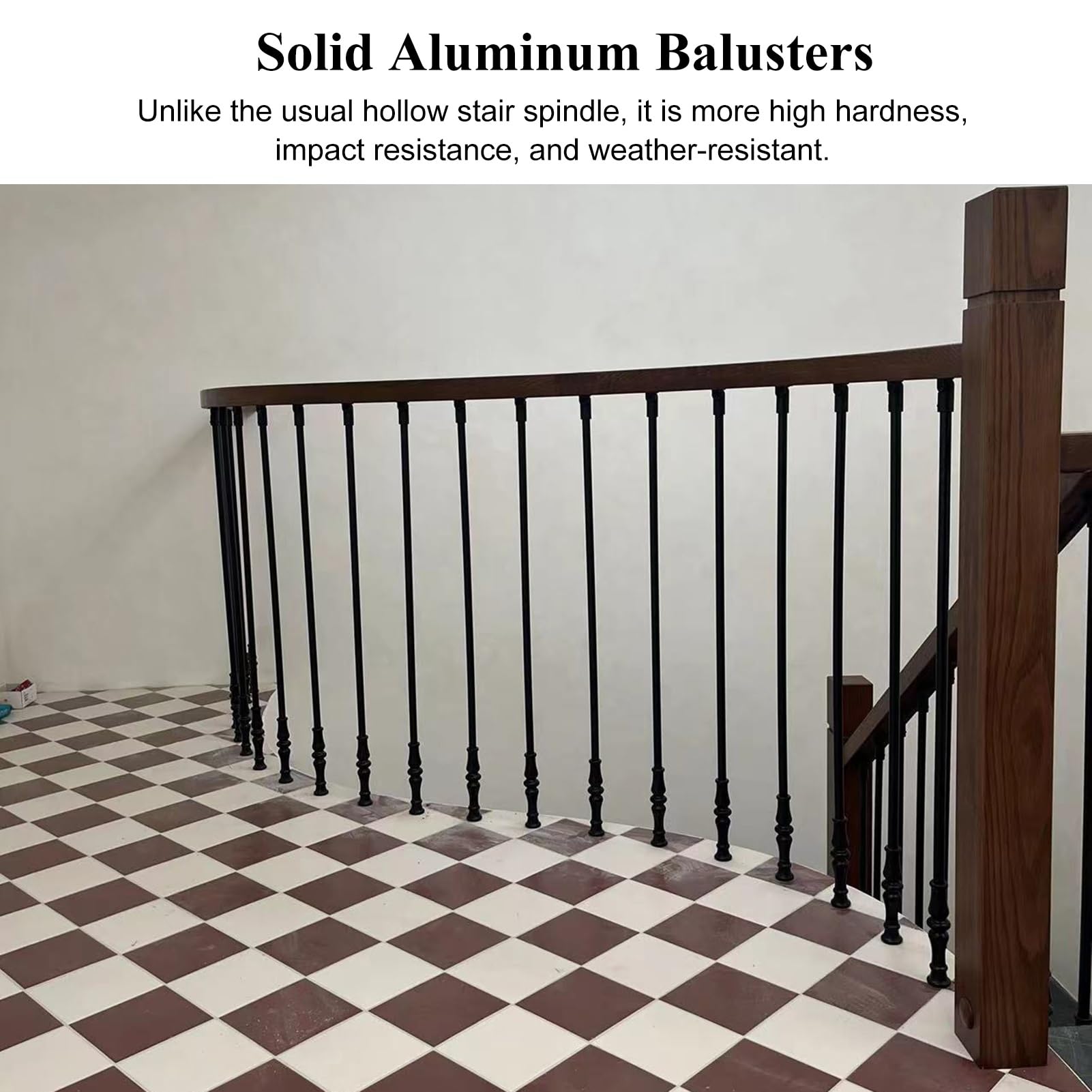 Poręcze schodowe w kształcie litery U, (balustrady schodowe aluminiowe balustrady do wnętrz schodów, zestaw okrągłych sztywnych szpineli schodowych 5/8", słupki do poręczy schodowej na willę/balkon