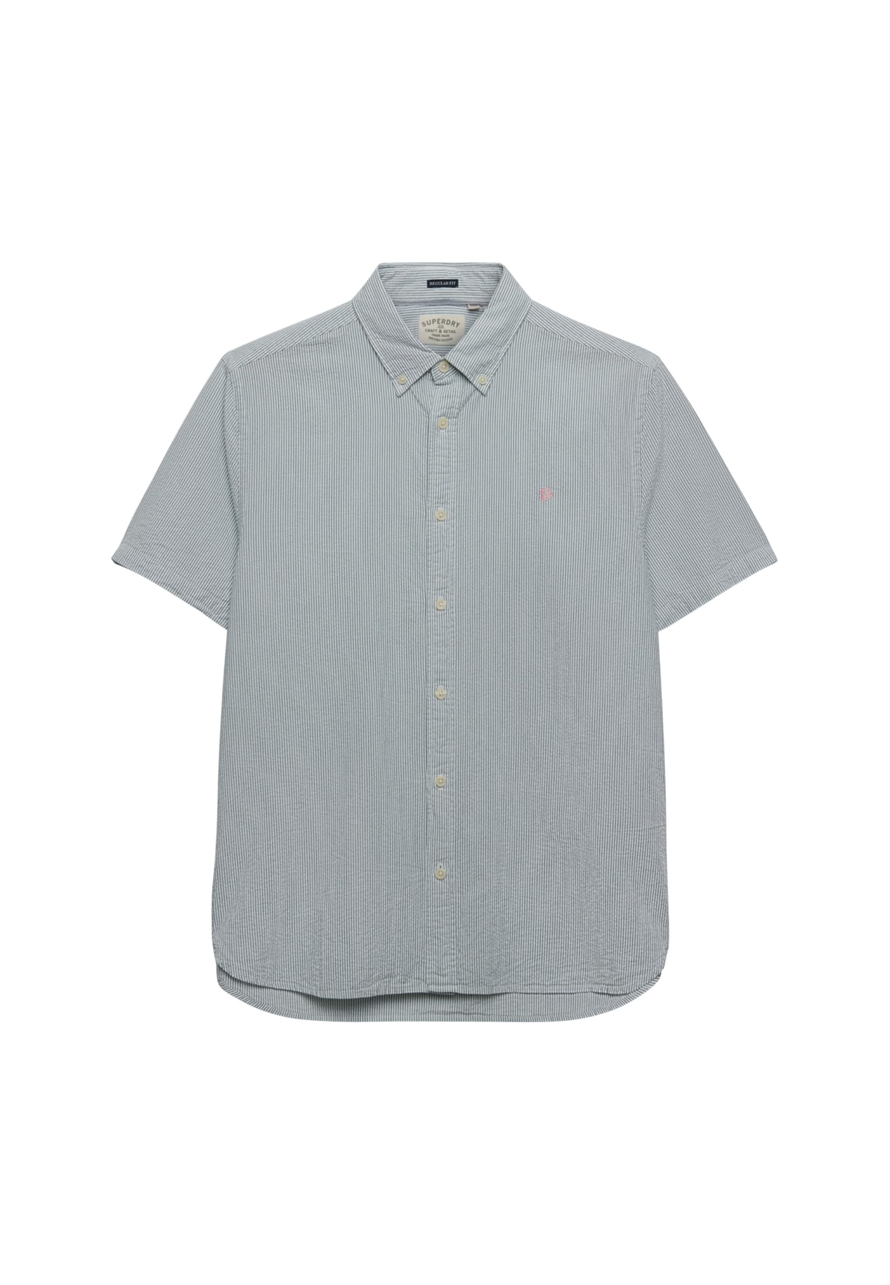 Superdry Men's Cream Green Classic Seersucker Short Sleeve Shirt - Size M