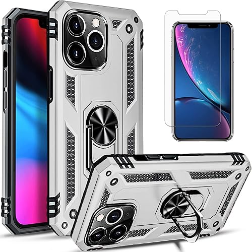 Miniatura 9 de STARSHOP Funda para teléfono 13 Pro, con protector de pantalla de vidrio templado incluido grado militar de 12 pies a prueba de golpes, anillo de