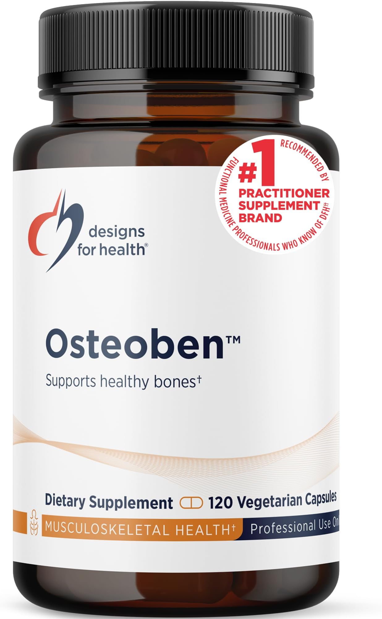 Designs for Health Bone Support Formula - Osteoben with Soy-Free Genistein Complex - Non-GMO Bone Vitamins Supplement with Vitamin D, K, Zinc, Calcium + Magnesium (120 Capsules)