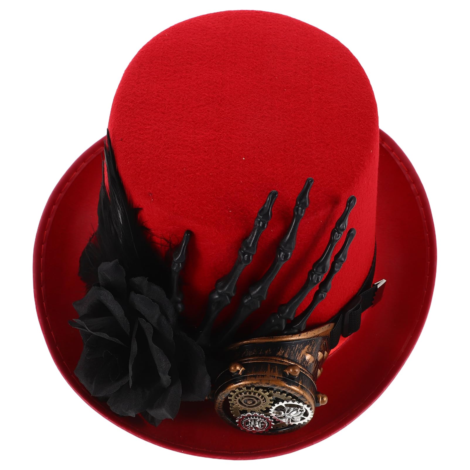 WOONEKY Sombrero De Copa Steampunk para Halloween Diseño De Calavera y Mano para Fiestas De Disfraz Unisex Accesorio De Cosplay para Hombres y Mujeres