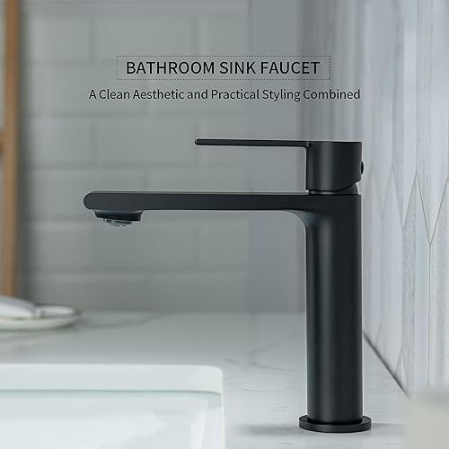 Miniatura 6 de Casta Diva Grifo de lavabo de baño de una sola manija, incluye placa de cubierta para fregadero de baño de 1 o 3 agujeros, instalación sin