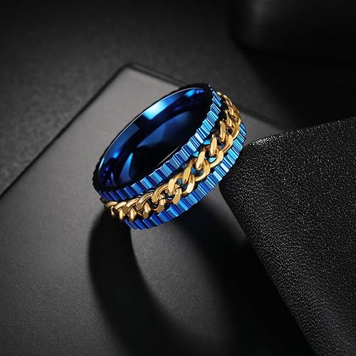 Miniatura 10 de Udolfly Mens Fidget Rings Anxiety Rings for Men Women Chain Spinner Rings for Kids Teen Titanium Steel Rings