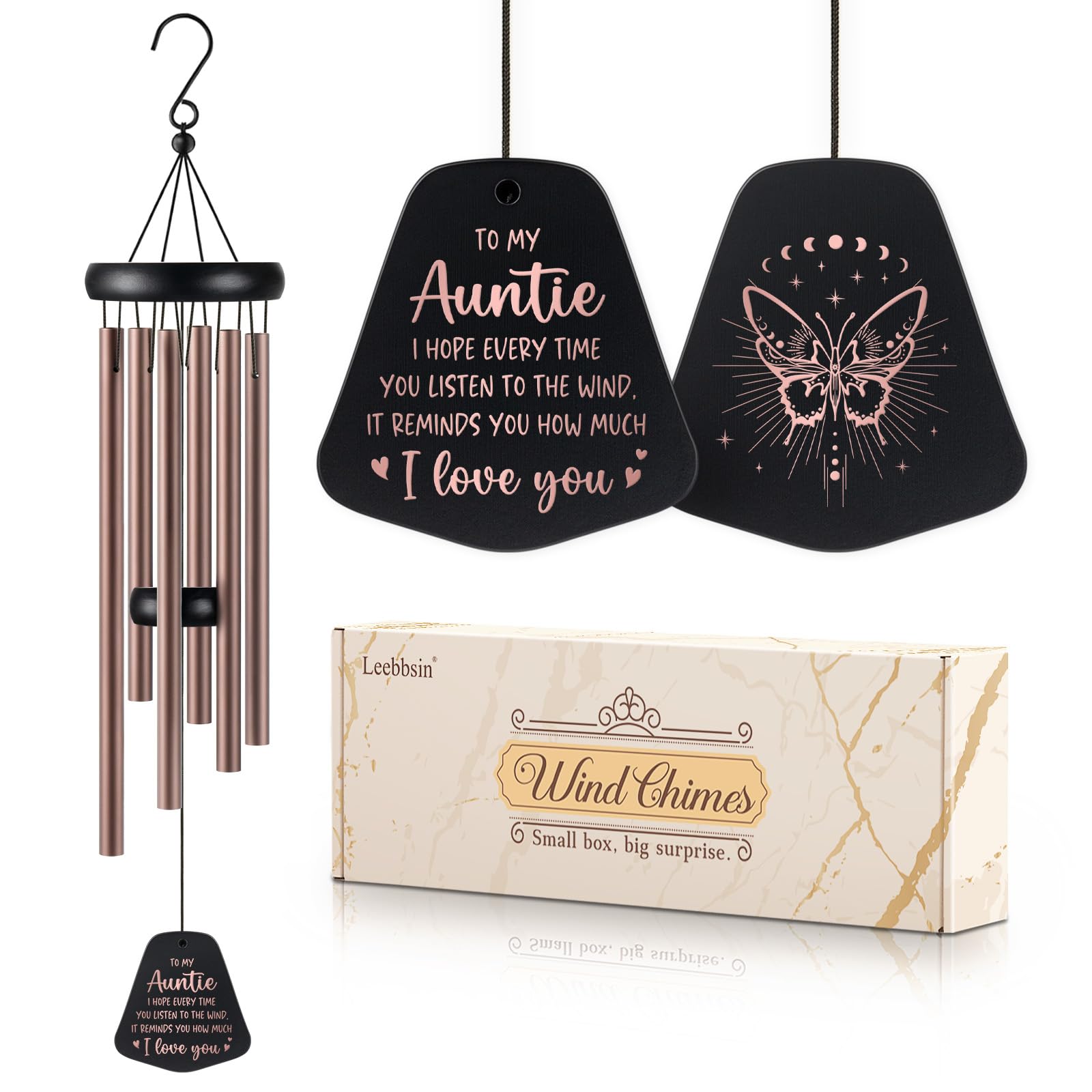 Leebbsin Gifts for Auntie, 25.5" Wind Chimes, Auntie Birthday Gift