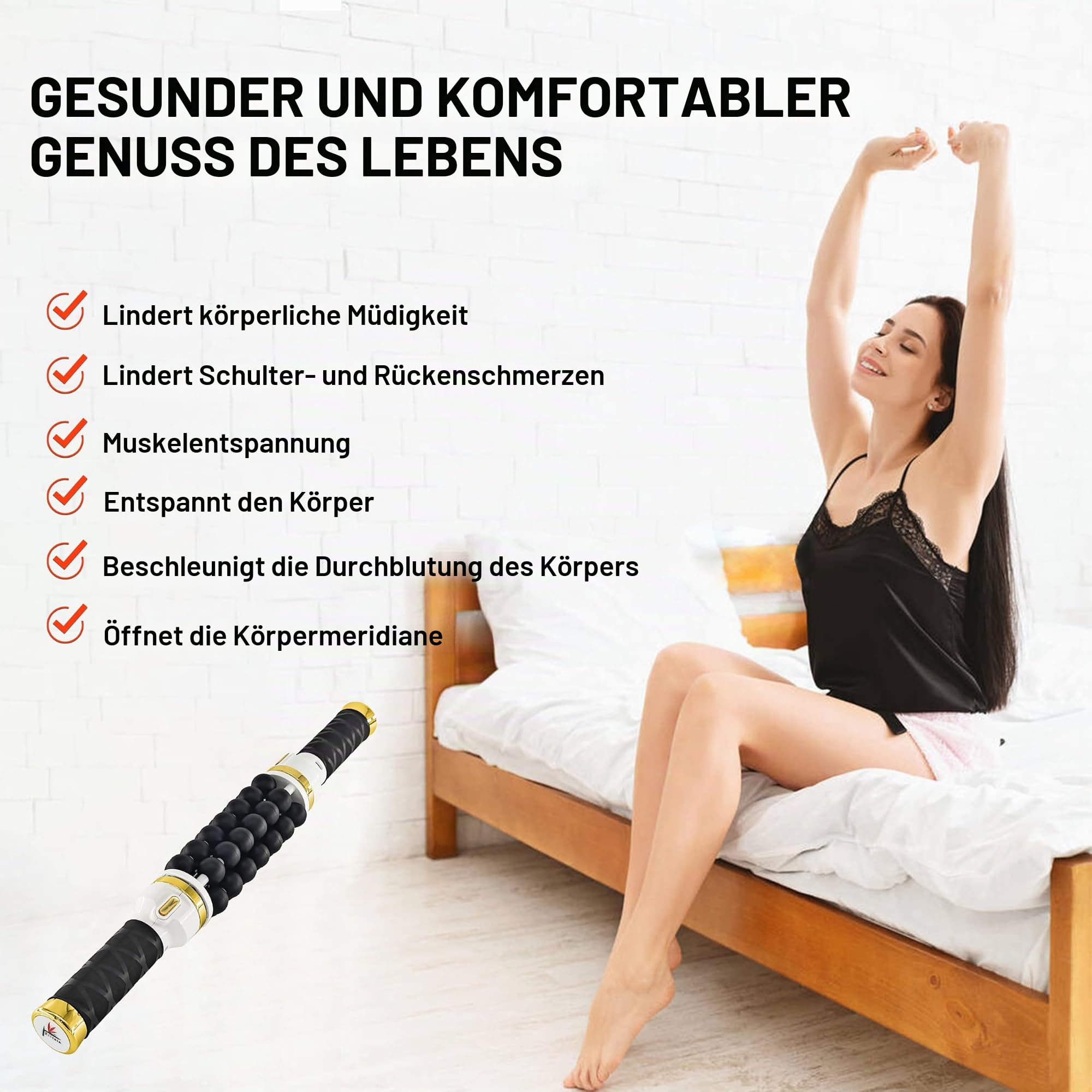 Elizia ETCRO01 Mikro-Vibrations-Rollmaschine, tragbares Körpermassagegerät, zur Beruhigung von Schulter- und Nackenschmerzen, für den Heimgebrauch