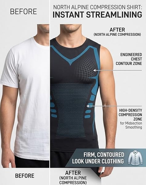 North Alpine Compression Shirt - Men NorthPower lonic Compression Vest for Posture Support and Chest Slimming - 4