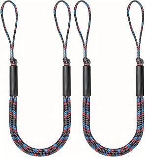 2 Pcs Boat Bungee Dock Lines, 4 Feet Mooring Rope for Docking Stretches to 6 Feet, Mooring Line Boat Accessories Docking Ropes PWC Dock Ties for Boats (RGB)