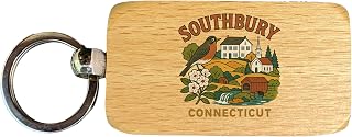 R and R Imports Southbury Connecticut Keepsakes Souvenir 2.5x1-Inch Wooden Keychain