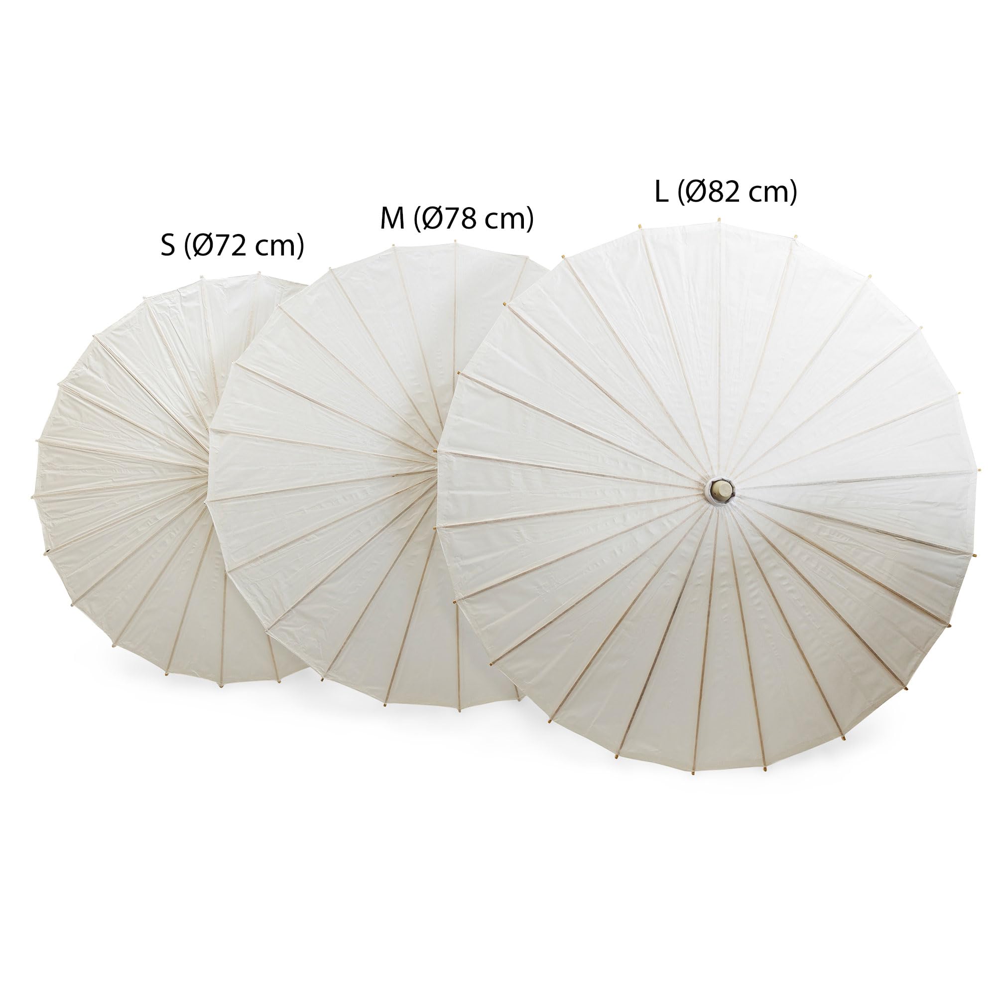 OLILLY - Dekorative Sonnenschirme aus Papier und Bambus - 10 Stück - Weiß - Hochzeit & Dekoration - 3 Größen zur Auswahl (S/M/L)