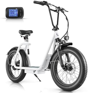 Caroma Peak 800W Foldable Electric Scooter Adults, 20" Fat Tire Electric Bike with 48V Battery, Up to 30Miles & 20MPH, Adult Electric Bicycles for Commuting with Basket&Adjustable Seat - Amazon product rated Grade A