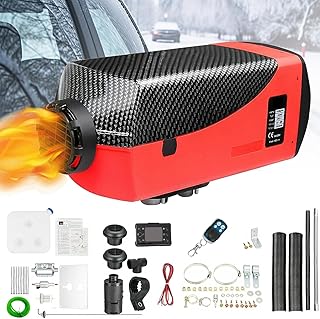 8KW Diesel Heater, 12V Diesel Air Heater, Diesel Parking Heater with LCD and Remote Control for Buses, Boats and Motors, Red