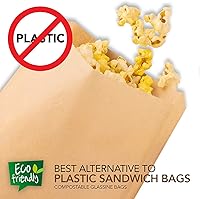Vista 5 de Bolsas de papel kraft marrón (paquete de 200), papel kraft sin blanquear de grado alimenticio comercialmente compostable para panadería, galletas