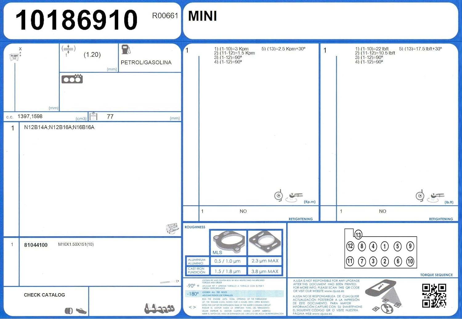 Ajusa 52283900 Gasket Set cylinder head