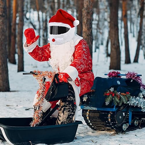 Miniatura 6 de Funda de casco de motocicleta de Navidad, cubierta de casco de motocicleta de Papá Noel, cubierta de pesebre, cubierta divertida de Papá Noel,