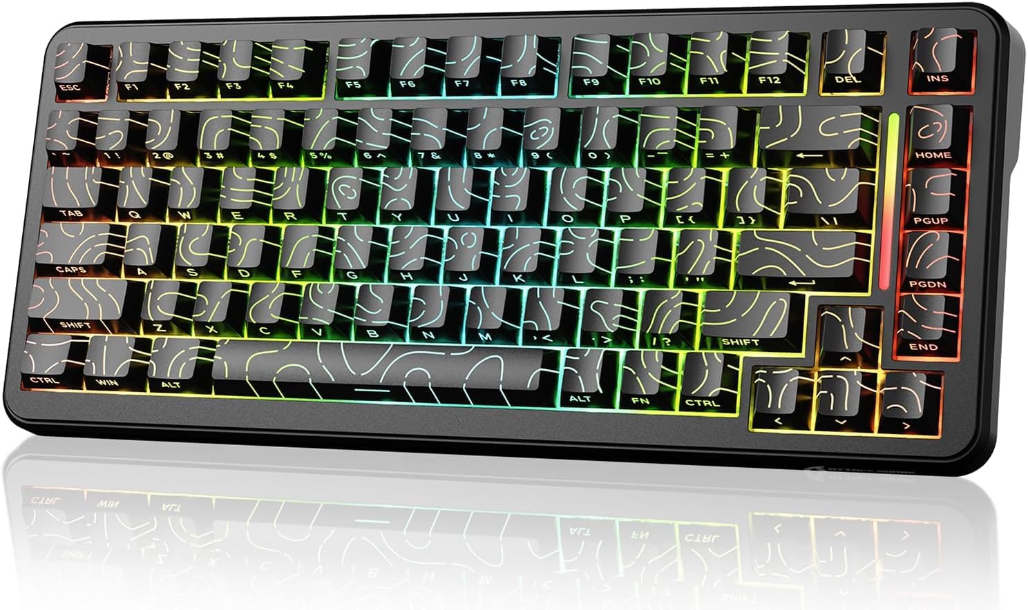 ATTACK SHARK X82PRO HE 75% Kablosuz Gaming Klavye – Hall Effect Manyetik Switch, Rapid Trigger, 0.01mm Ayarlanabilir Tepki Noktası, 8K Polling Rate, Hot-Swap, RGB – PC Oyuncuları (Black Contour Line)