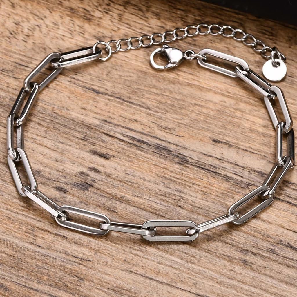 Jude Jewelers Stainless Steel Classic Plain Oval Chain Style Bracelet - Image 3