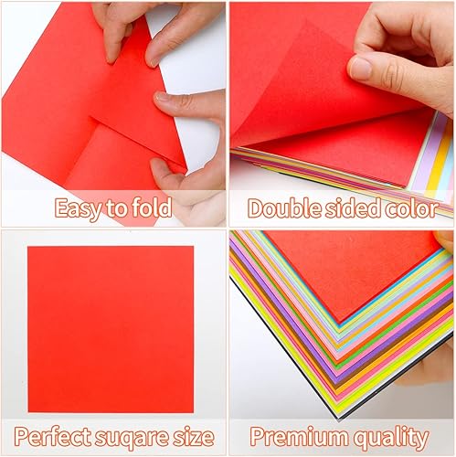 Miniatura 4 de IOOLEEM Papel de origami, 200 hojas, papel de origami negro, cuadrado de 6 pulgadas, papel de color de doble cara.