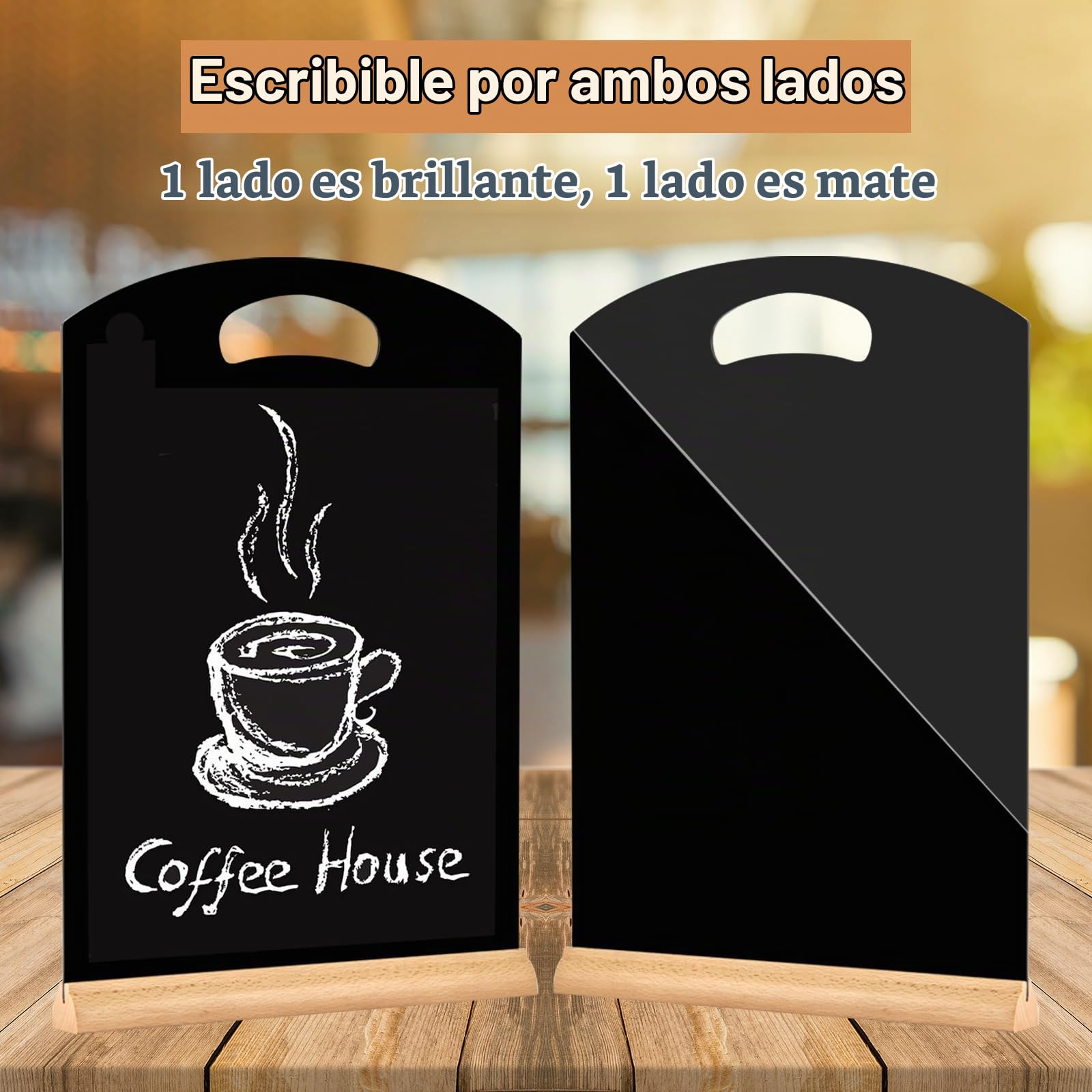 A3 Letreros de Pizarra, 2 PCS Pizarras con Soporte, Pizarra Negra | Doble cara Pizarras Decorativas con Madera, Cartel Pizarra Pequeña, Tableros de Tiza Para Menú, Bodas, Restaurante, Cafe