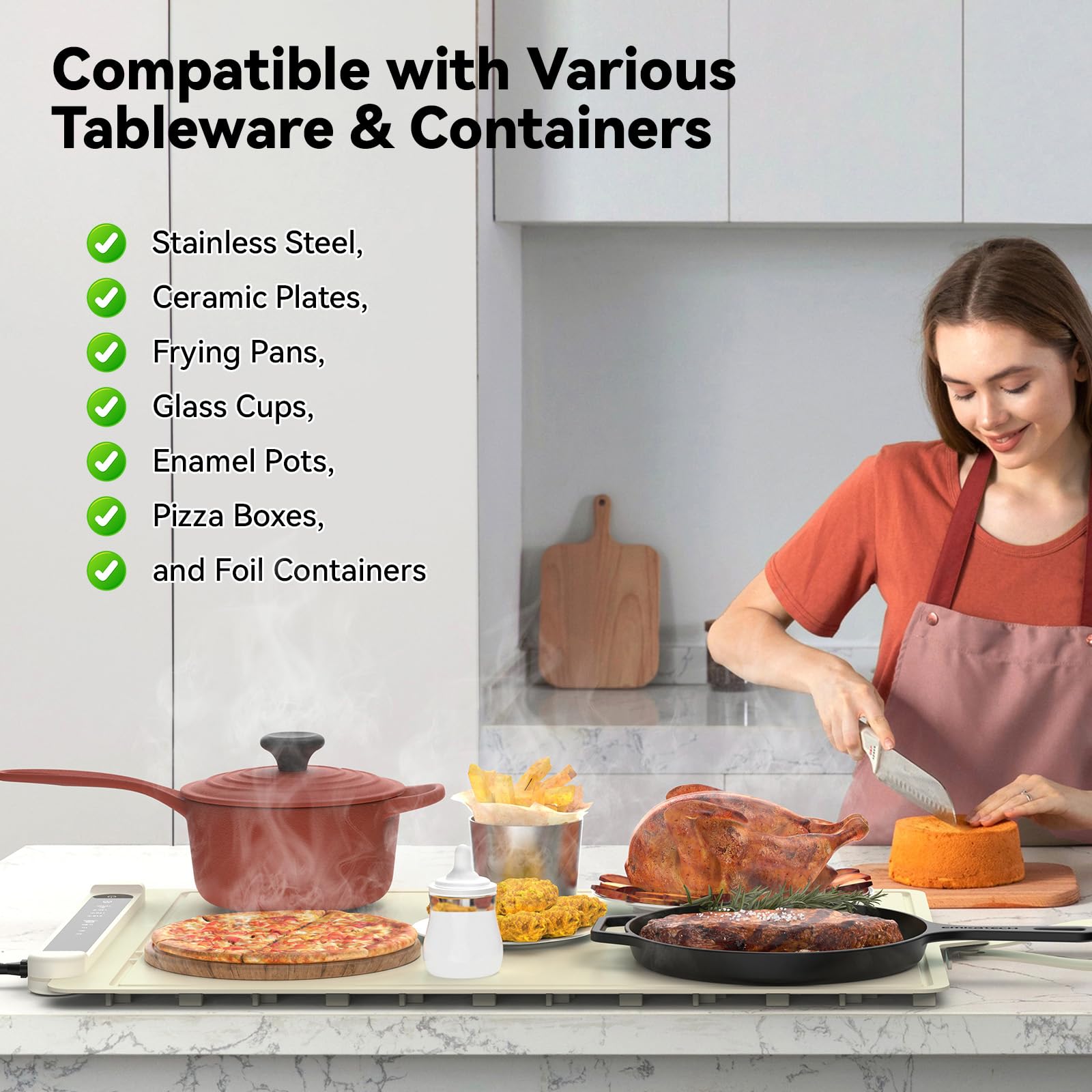 Elektrische Warmhalteplatte 60x40 cm Tragbar Regelbar Food Warming Mat für Buffet Party