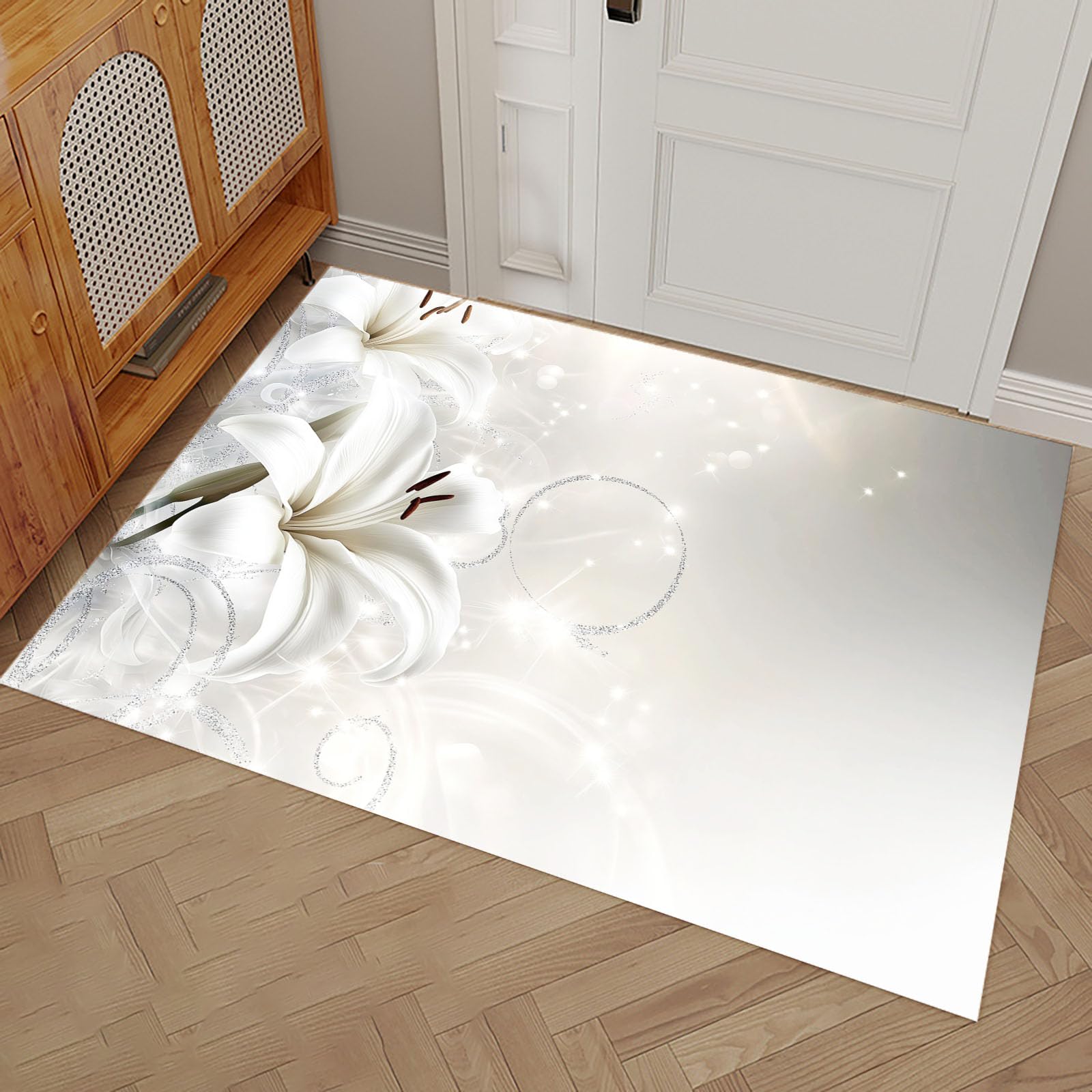 Tapis d'entrée absorbant et paillasson antidérapant lavable fleur