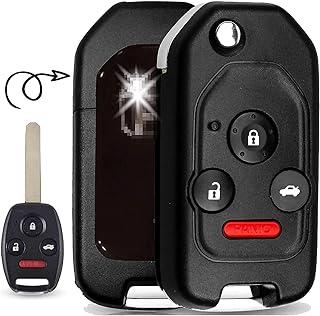 RemoteOverstock for Honda and Acura FLIP KEY CONVERSION CASE Remote Key Fob Keyless Entry Shell Folding for 2003-2017 Civic CR-V CR-Z Accord Fit Insight Ridgeline Odyssey Pilot TSX ZDX and others - (W. INSTRUCTION VIDEO) - 4 BUTTONS