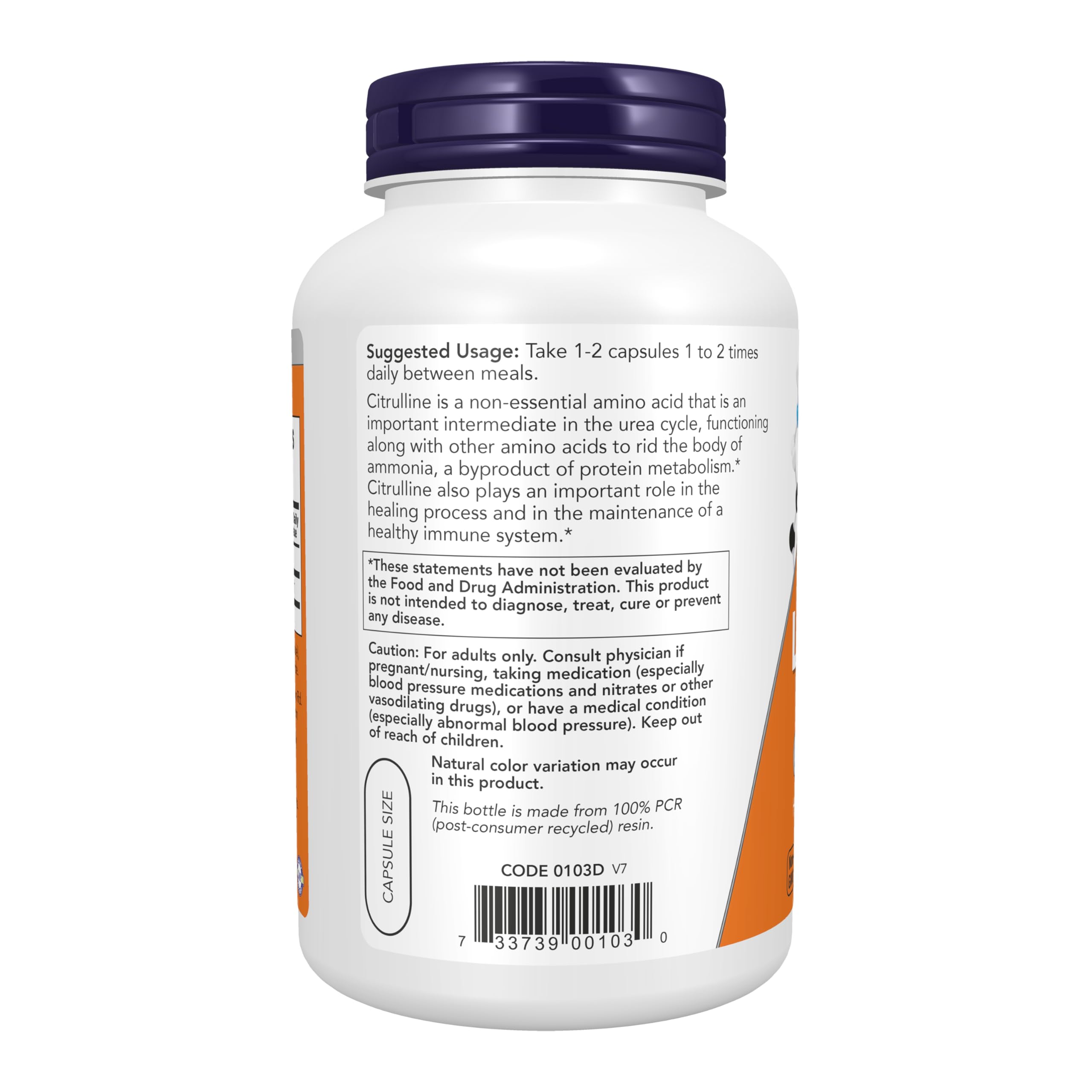 NOW Supplements, L-Citrulline 750 mg, Amino Acid, 180 Veg Caps — Amazon image 3
