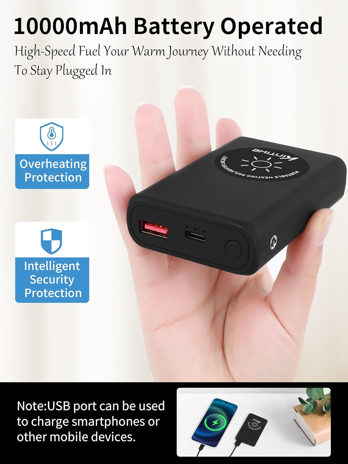 Hip Heating Pad for Hip Support Brace,Cordless Heated Hip Wrap with 10000mAh Battery and 3 Heating Modes for Thigh/Legs,Buttock (Orange Blue, Up to 47'') - Image 4