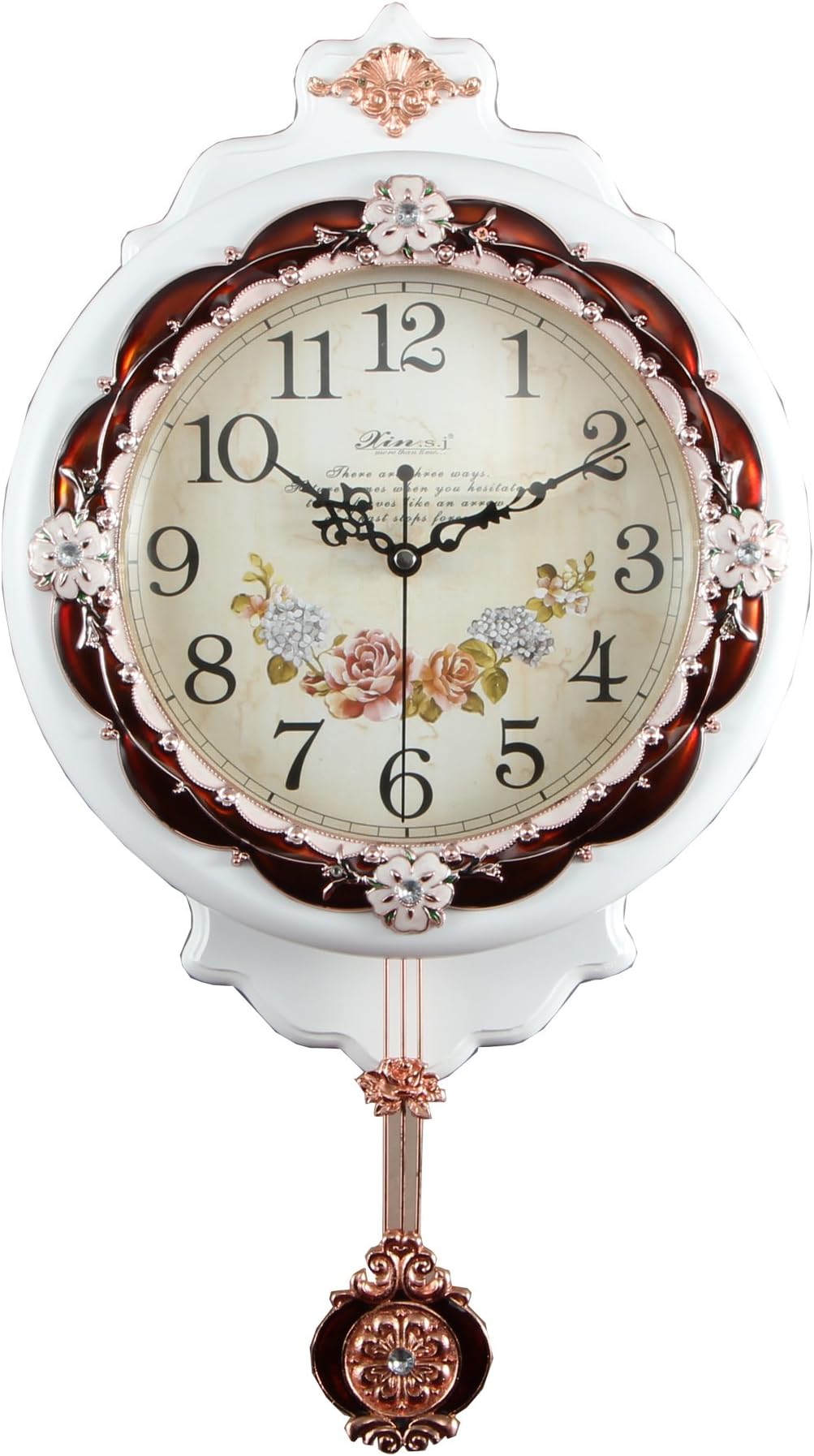Elegant Traditional Decorative Hand Painted Modern Grandfather Wall Clock W/Swinging Pendulum For New Room or Office
