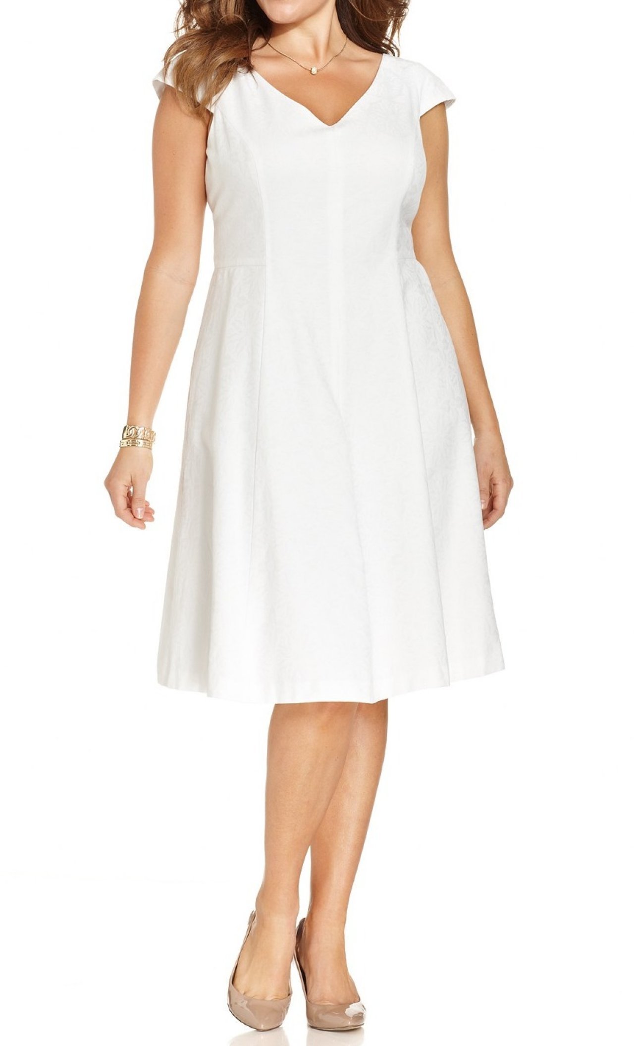 Anne Klein Women's Plus-Size Cap Sleeve Vneck Dress