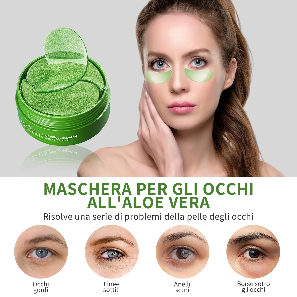 60 Pcs Patch Occhi,Patch Occhiaie e Borse,Maschera Contorno Occhi,Patch Occhiaie,Anti Rughe e Anti Occhiaie,Borse Occhi Sgonfia,Contorno Occhi Idratante,Ldratante e Antieta