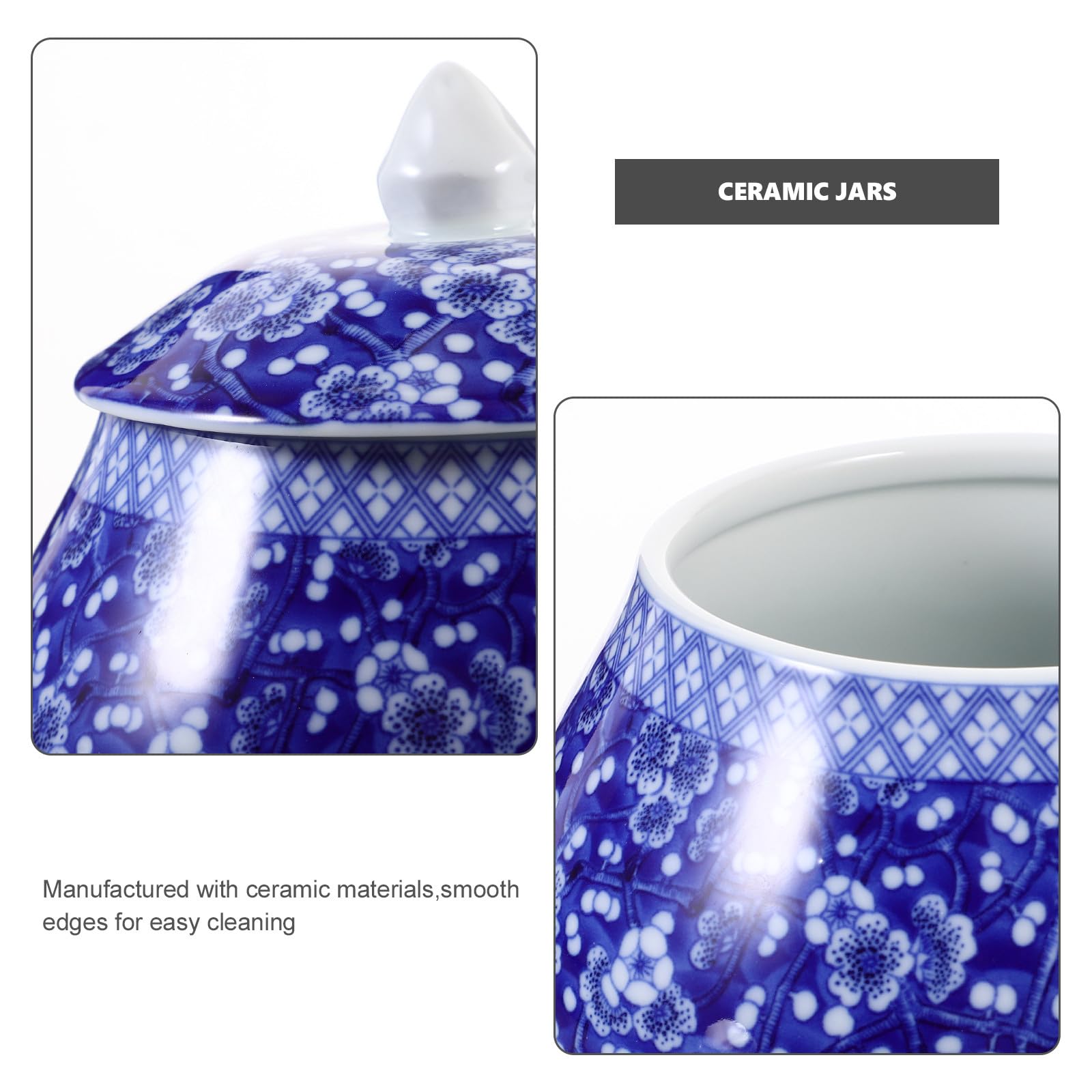 iplusmile Keramik Teedose Luftdicht mit Deckel Chinesischer Blaufarben Stil Küchenaufbewahrungsbehälter für Losen Tee und Trockene Lebensmittel
