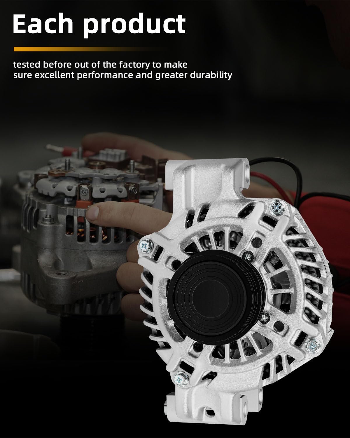 OCPTY Alternator 11553 Fit for Dodge Avenger 2012 2.4L for Dodge Dart 2013-2016 2.0L 2.4L for Chrysler 200 2012 L4 2.4L Automotive Replacement Alternators 12v 140amp 6 Groove Clutch Pulley