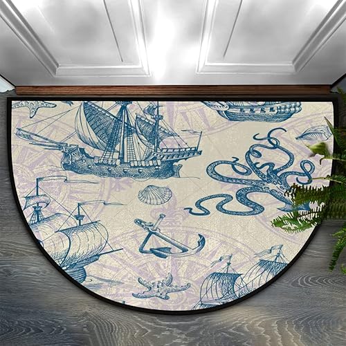 Tapete semicircular con diseño de calabaza arcoĂris para Halloween y gato, tapete de anclaje para velero, antideslizante, tapete de área de medio Tapete semicircular con diseño de calabaza arcoĂris para Halloween y gato, tapete de anclaje para velero, antideslizante, tapete de área de medio